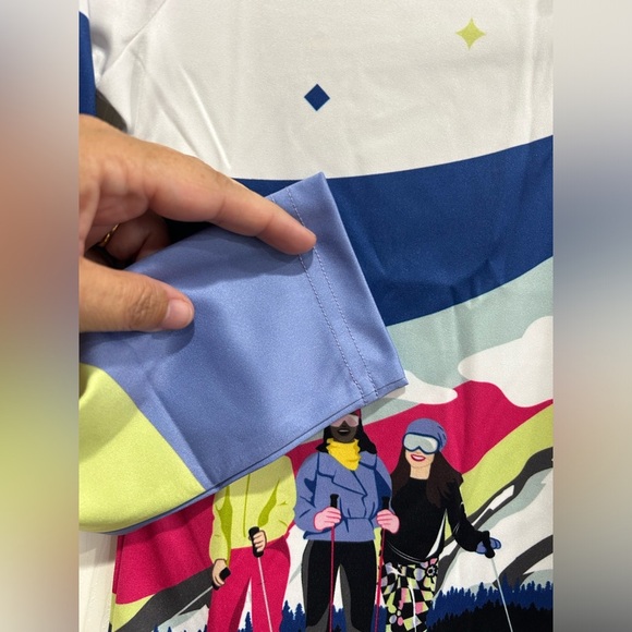 Spyder Girls M Medium Surface Half Zip Zip T-Neck White Blue NWT - Picture 5 of 11